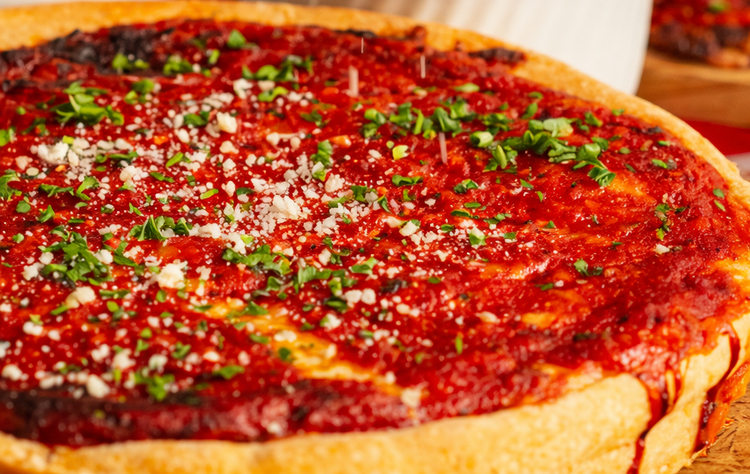 True Chicago deep dish—famous for its sauce.