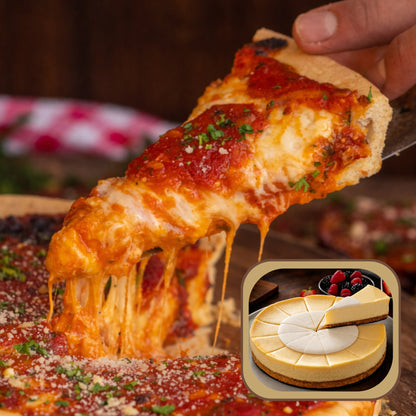 New Customers: 3 Chicago Deep Dish Pizzas + Free Cheesecake